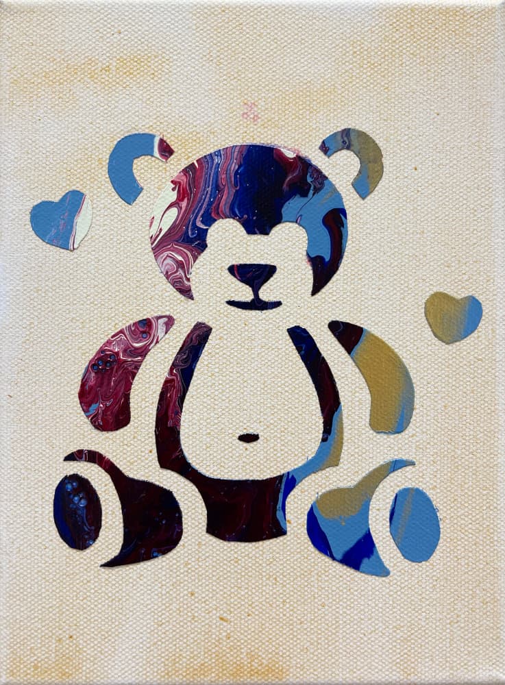 Fluid Art Teddy Bear by Eleni Pratsi — canvas wall art