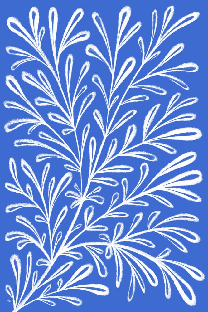 Flowing White Leaves by Martina — canvas wall art