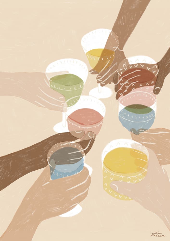 Diverse Friends Celebrating by Lydia Greaves — canvas wall art