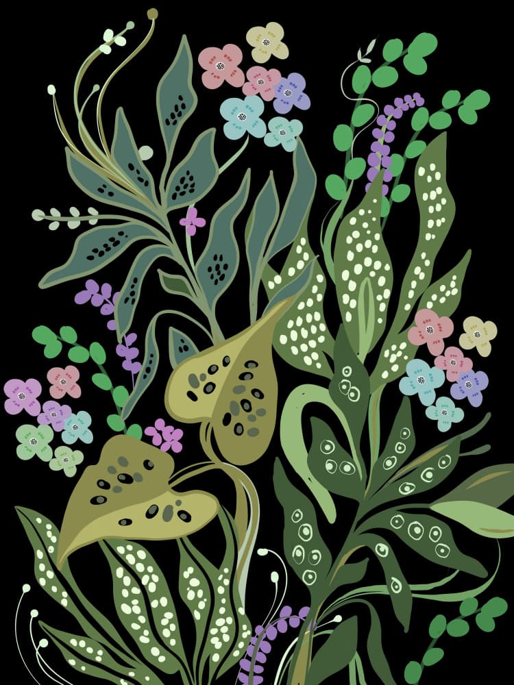 Botanical Night Garden by Josie George — canvas wall art