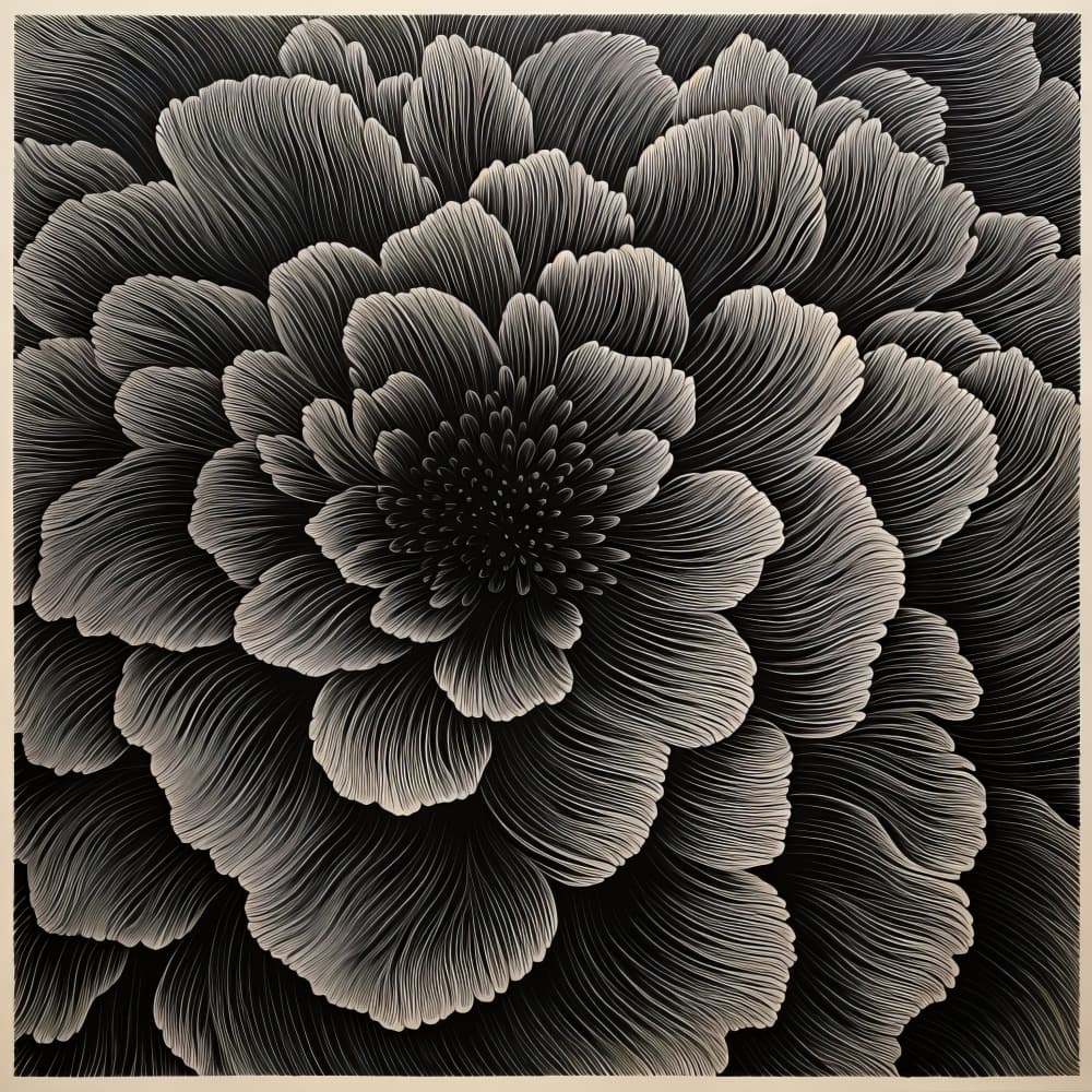 Intricate Black White Bloom by Bilge Paksoylu — canvas wall art