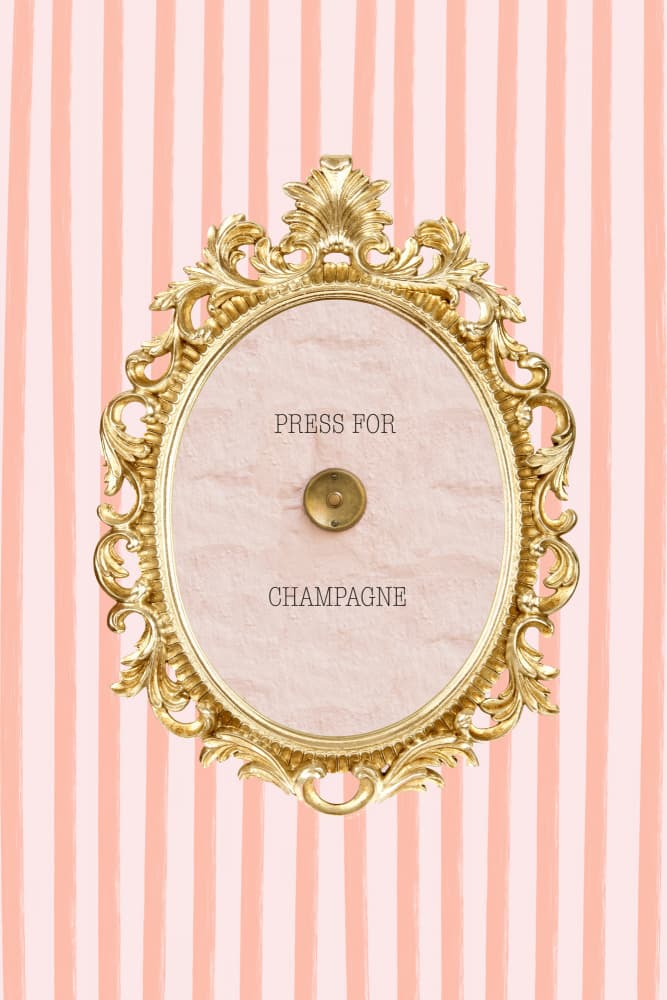 Press For Champagne Button by Talitha McQueen — canvas wall art