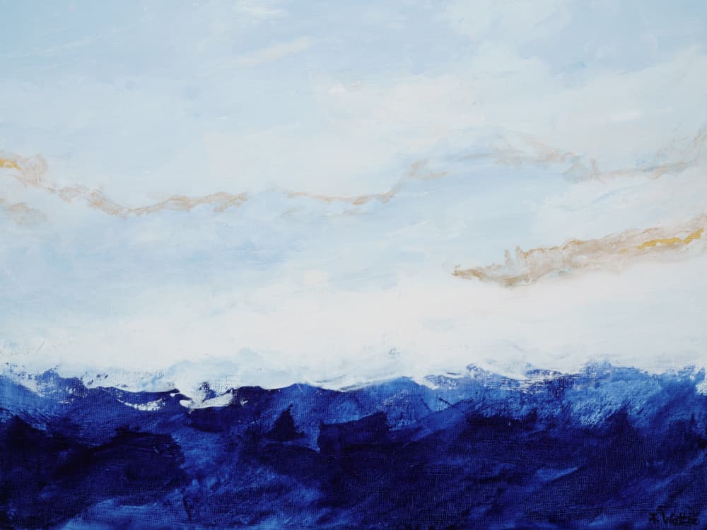Golden Blue Horizon by Françoise Wattré — canvas wall art