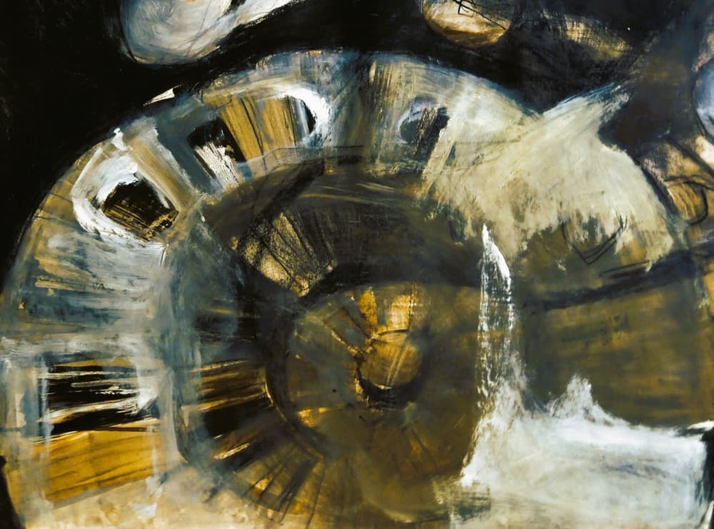 Abstract Golden Swirl by Doris Schmitz — canvas wall art