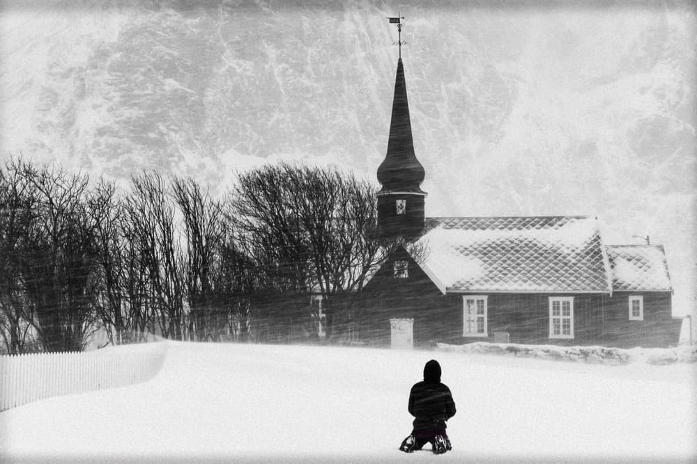 Winter Church Solitude by Adrian Popan — canvas wall art