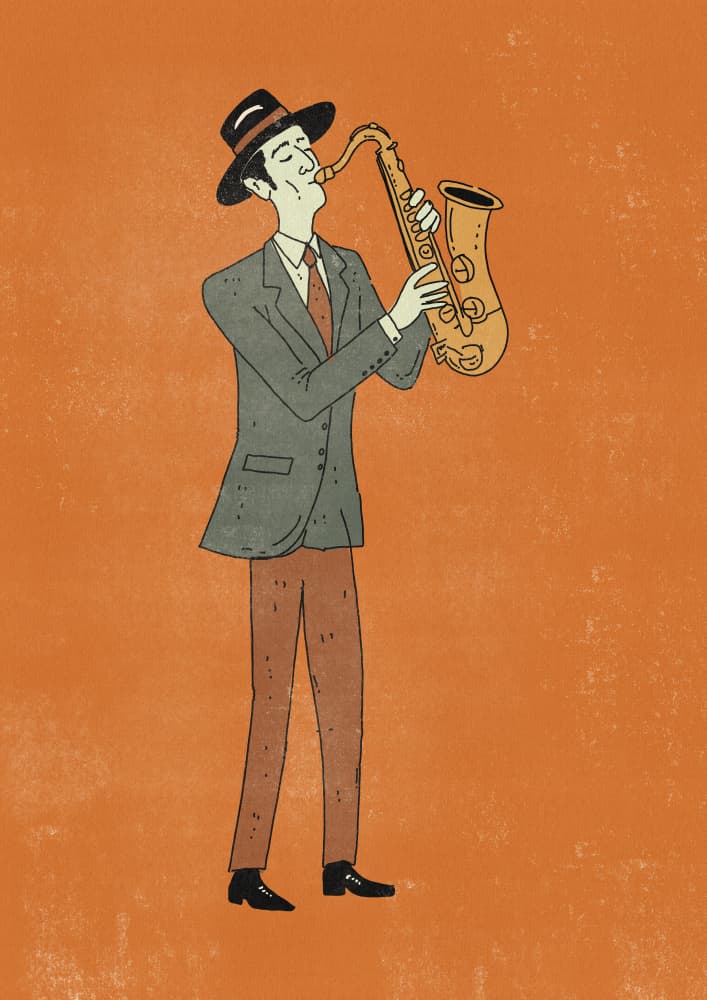 Retro Jazz Saxophonist by Nicholas — canvas wall art