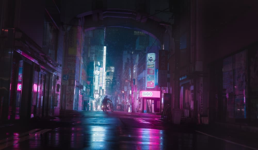 Cyberpunk Night Rider by Javier de la Torre — canvas wall art