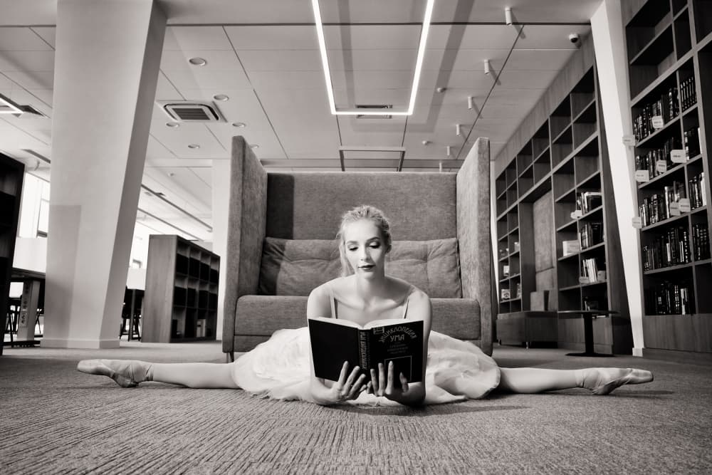 Graceful Reading Ballerina by Alexandr — canvas wall art