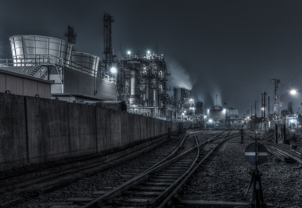 Industrial Night Tracks by Tomoshi Hara — canvas wall art
