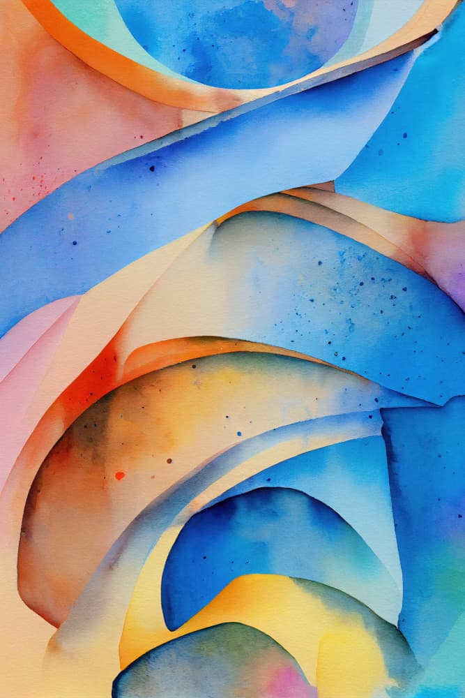 Blue Orange Watercolor Flow by Mauro — canvas wall art
