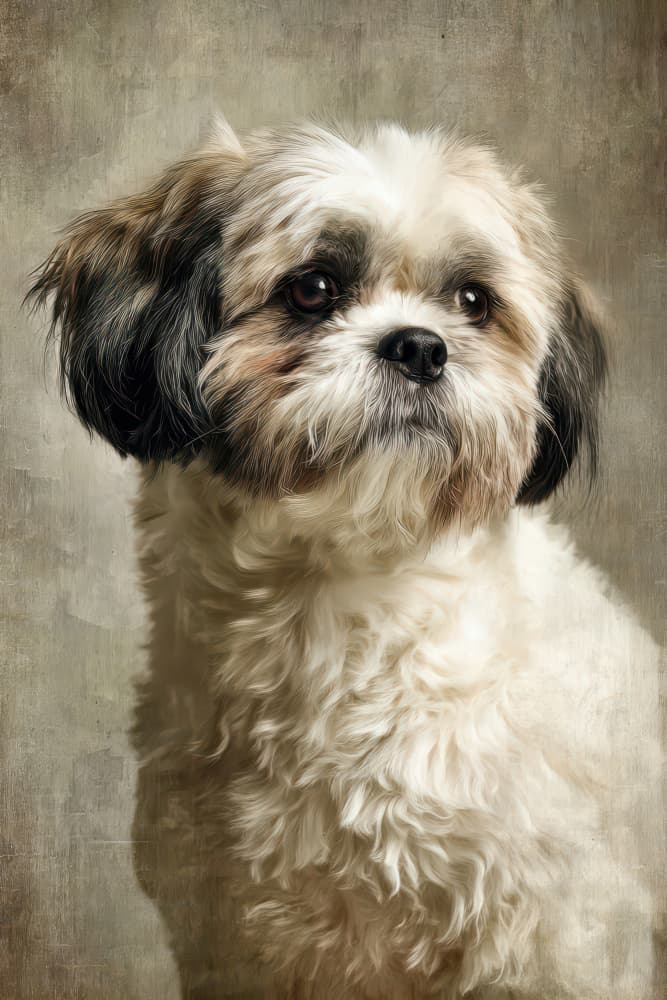 Vintage Shih Tzu Portrait by Rafal Kulik — canvas wall art