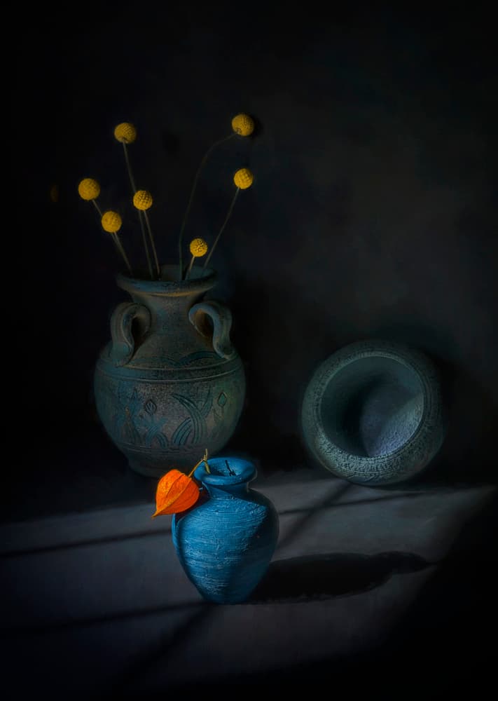 Moody Still Life Vases by Lydia Jacobs — canvas wall art