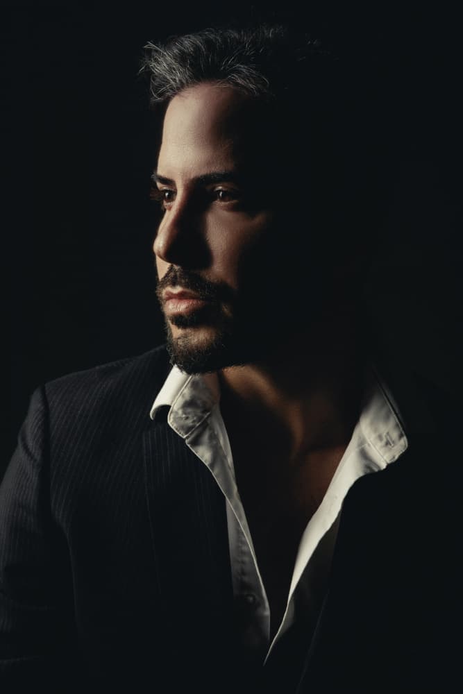 Elegant Man's Profile by Sharon Levy — canvas wall art