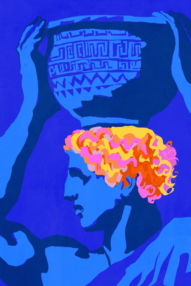 Blue Man Colorful Hair by Treechild — canvas wall art