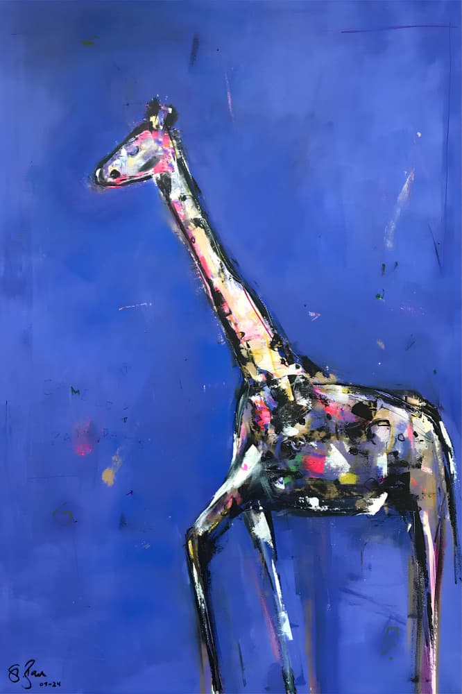 Colorful Abstract Giraffe by Stefan Bammert — canvas wall art