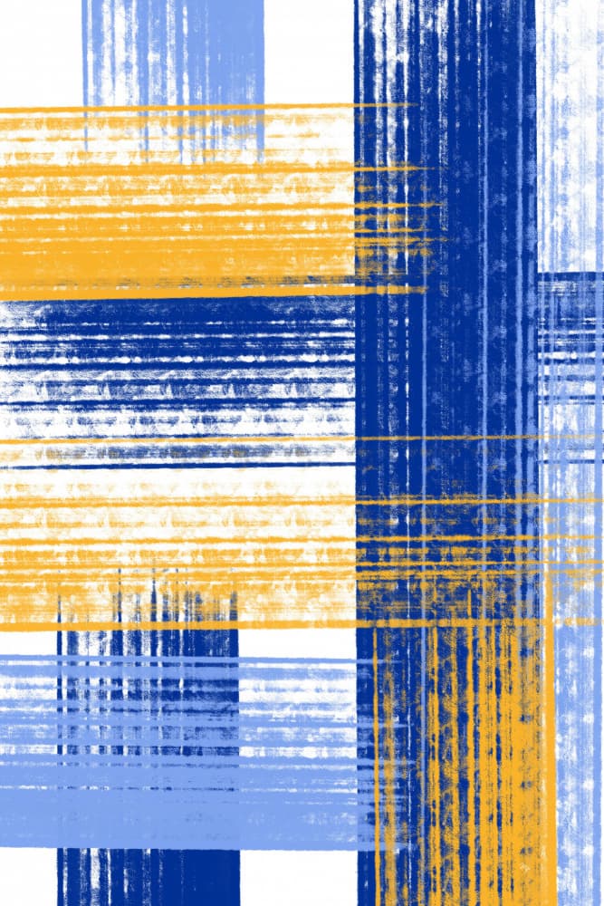 Textured Blue Gold Plaid by Martina — canvas wall art