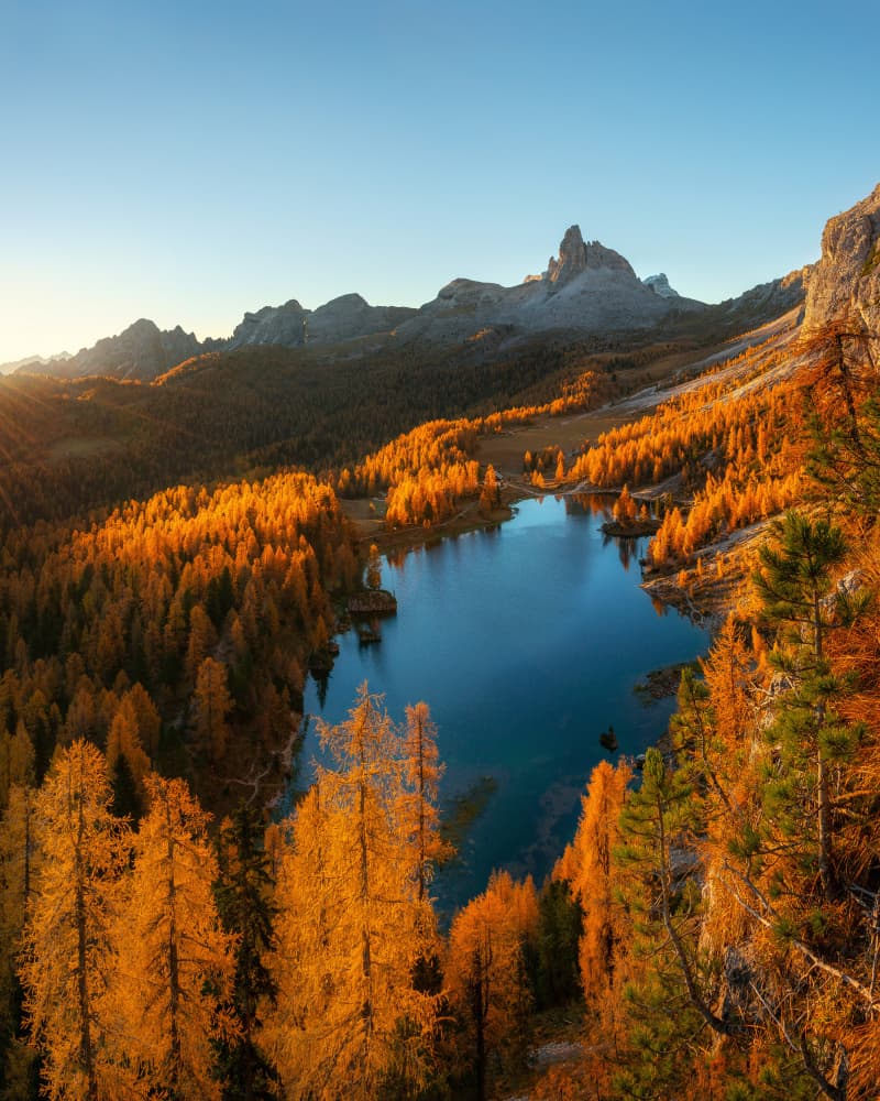 Golden Autumn Mountain Lake by Ales Krivec — canvas wall art