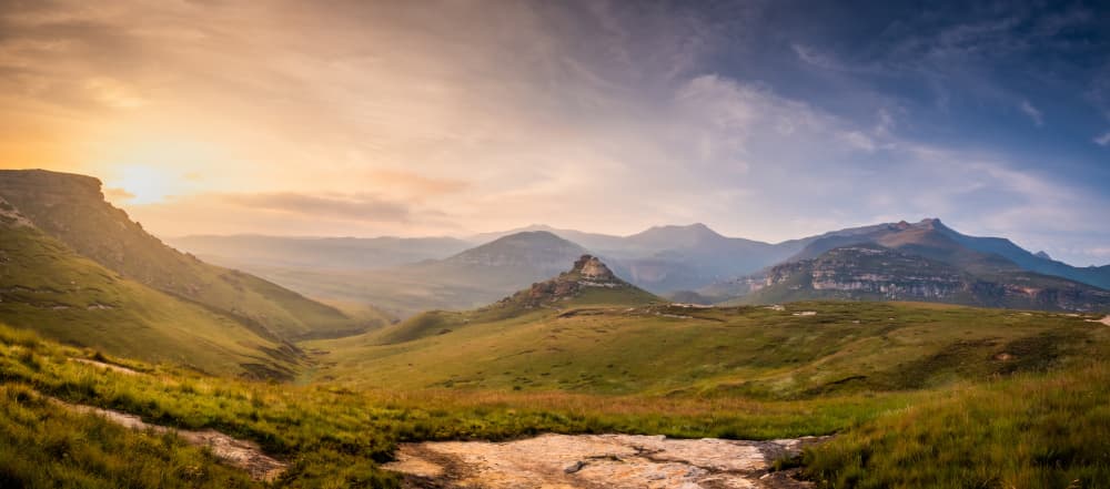 Golden Hour Mountain Valley by Brian van Niekerk — canvas wall art