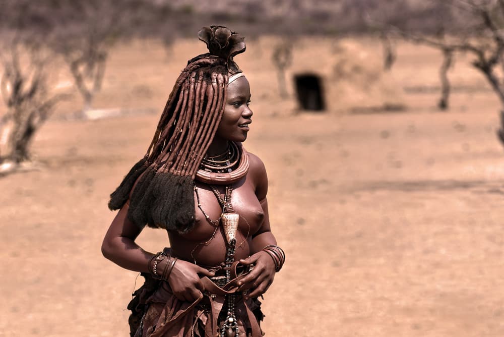 Himba Woman Portrait by Irene Perovich — canvas wall art