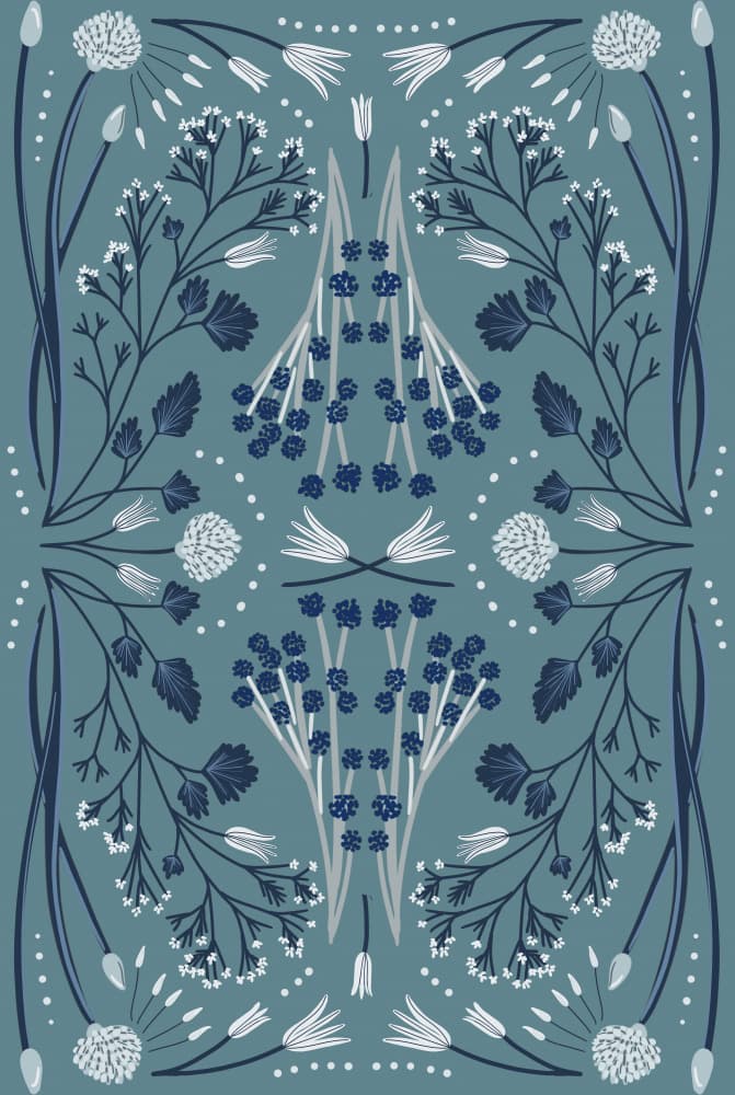 Folk Mirrored - Blue and Green by Anis Illustration — canvas wall art