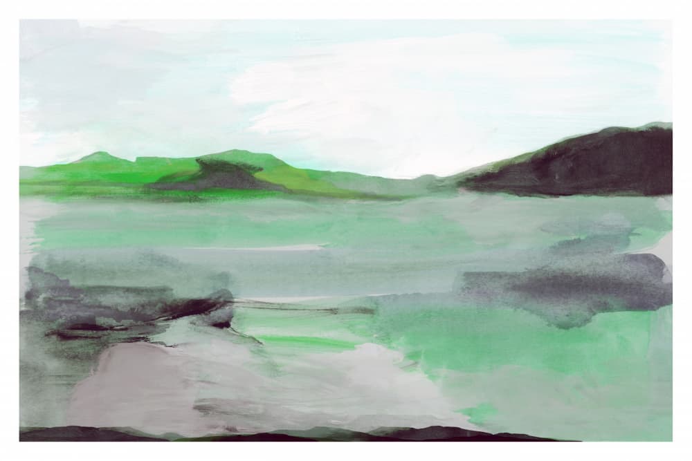Misty Mountain Waters by cartissi — canvas wall art
