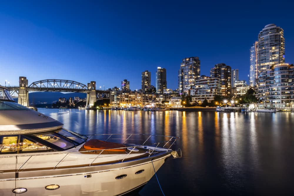 Harbor City Twilight by Melanie Viola — canvas wall art