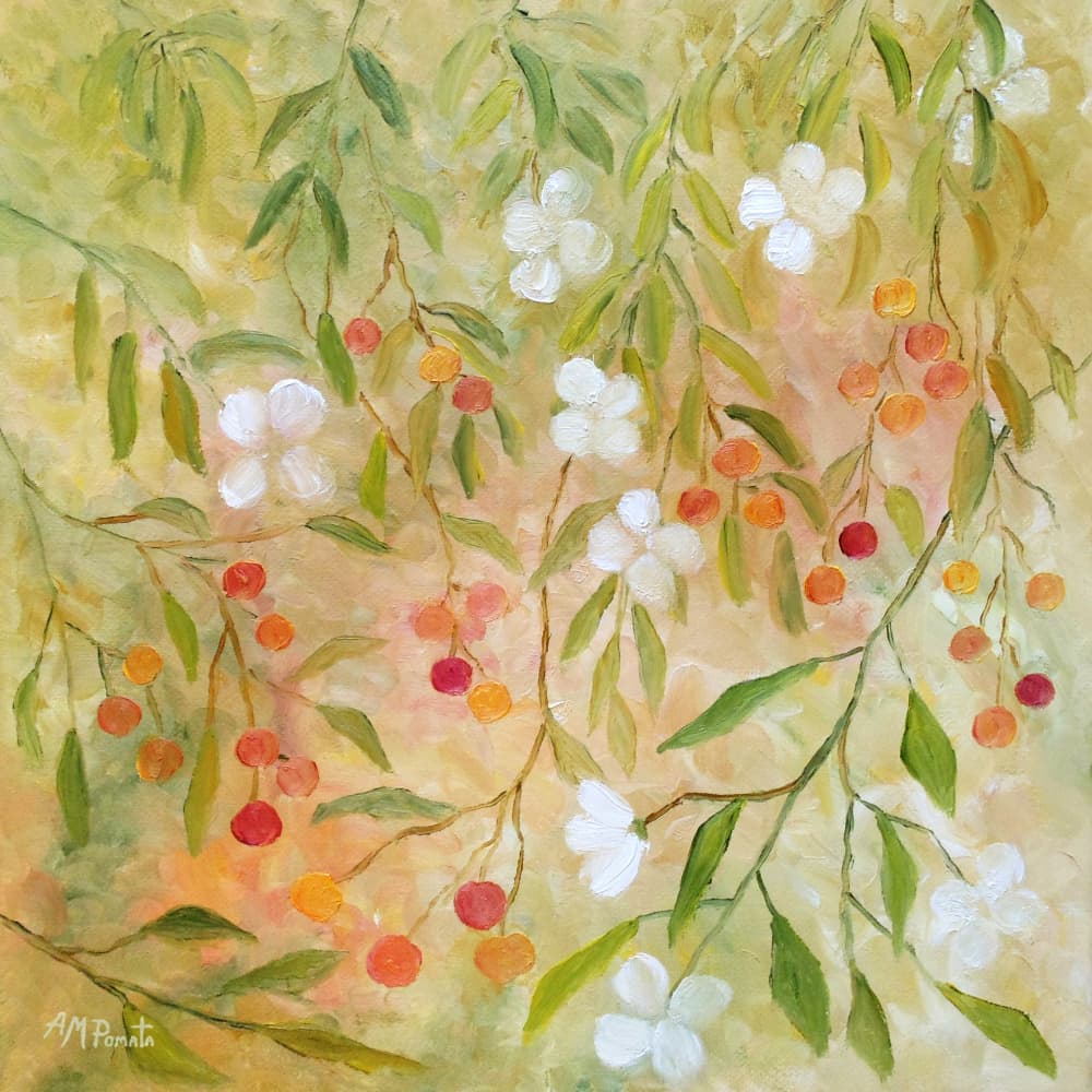 Flowering Berry Branches by Angeles M. Pomata — canvas wall art