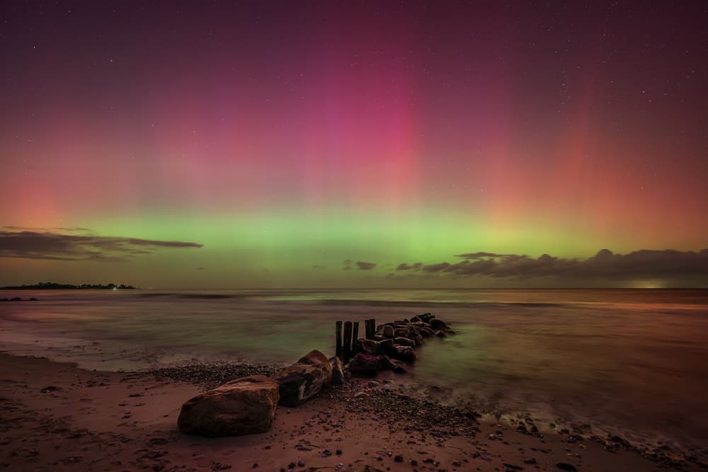 Vibrant Coastal Aurora by fotomarion — canvas wall art