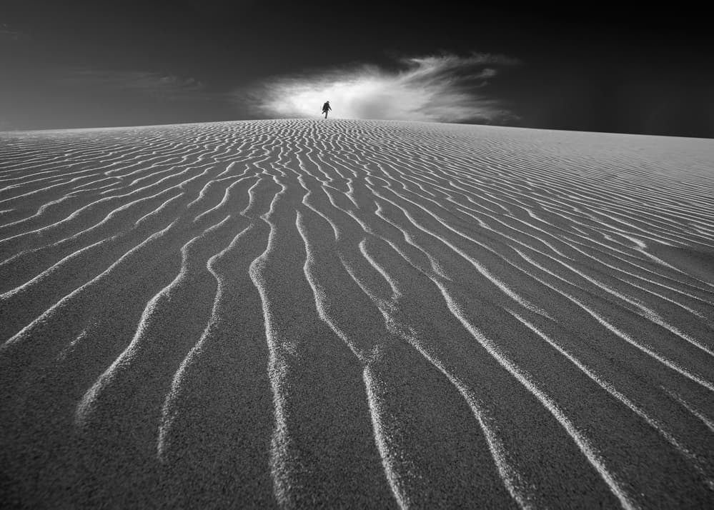 Solitary Desert Walk by Mountain Cloud — canvas wall art