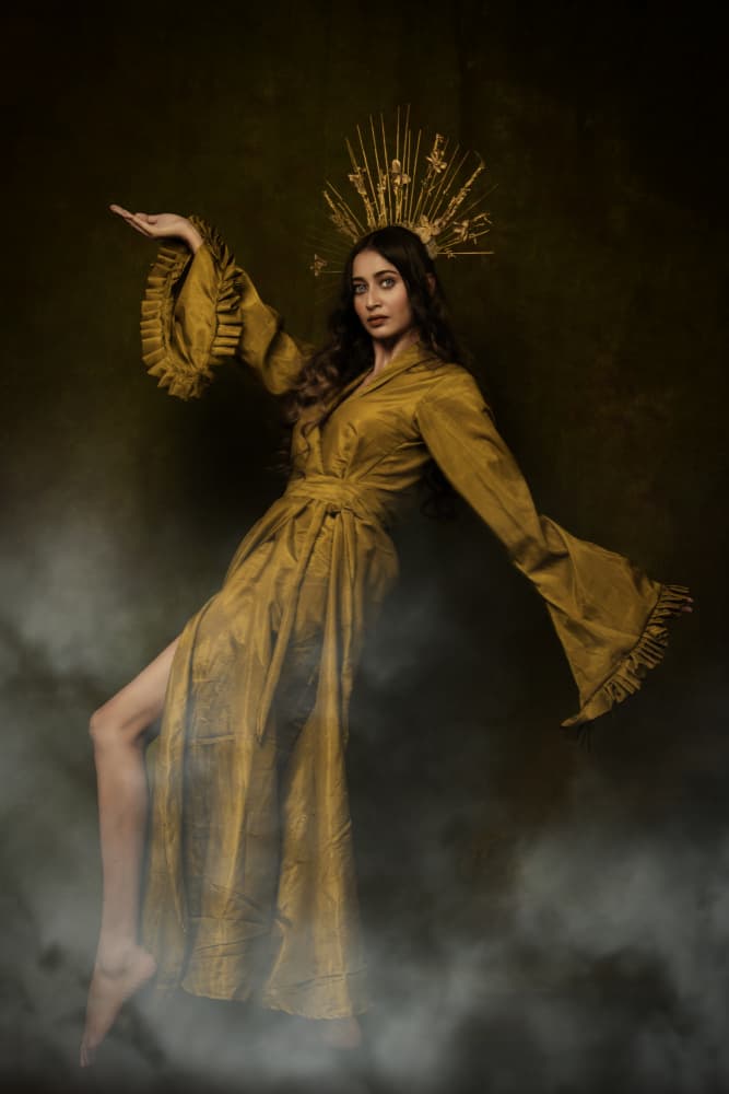 Floating Golden Goddess by PARTHA BHATTACHARYYA — canvas wall art