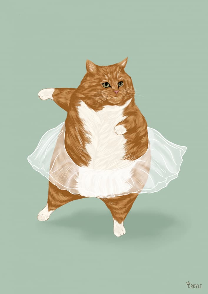 Dancing Ballet Cat by Tara Royle — canvas wall art