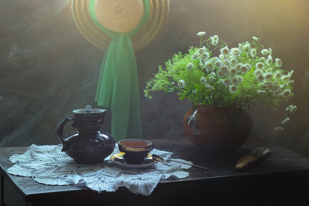 Cozy Morning Tea Time by UstinaGreen — canvas wall art