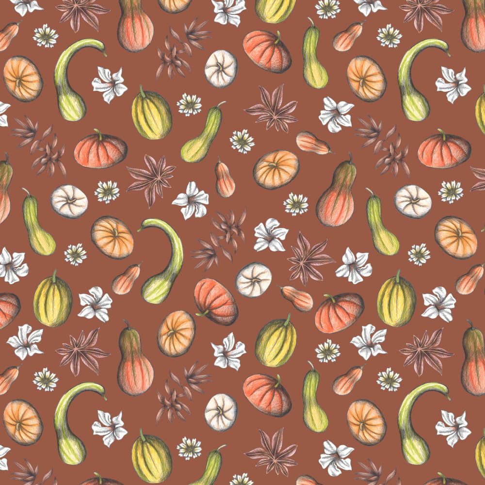 Autumn Gourds Pattern by Cecilia Battaini — canvas wall art