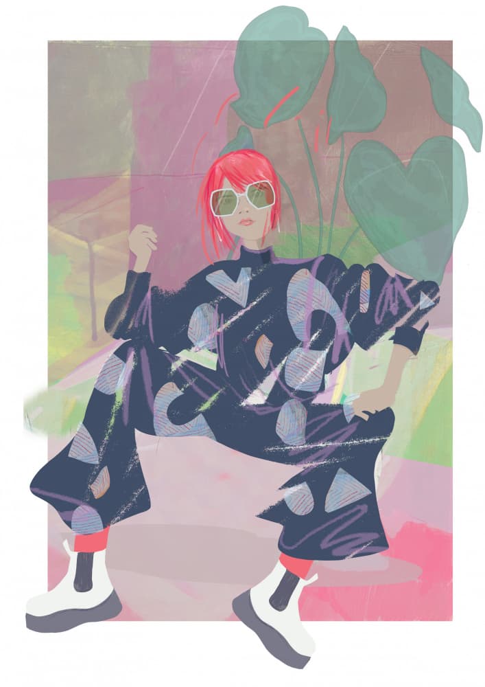 Red Haired Fashionista by Elaine Field — canvas wall art