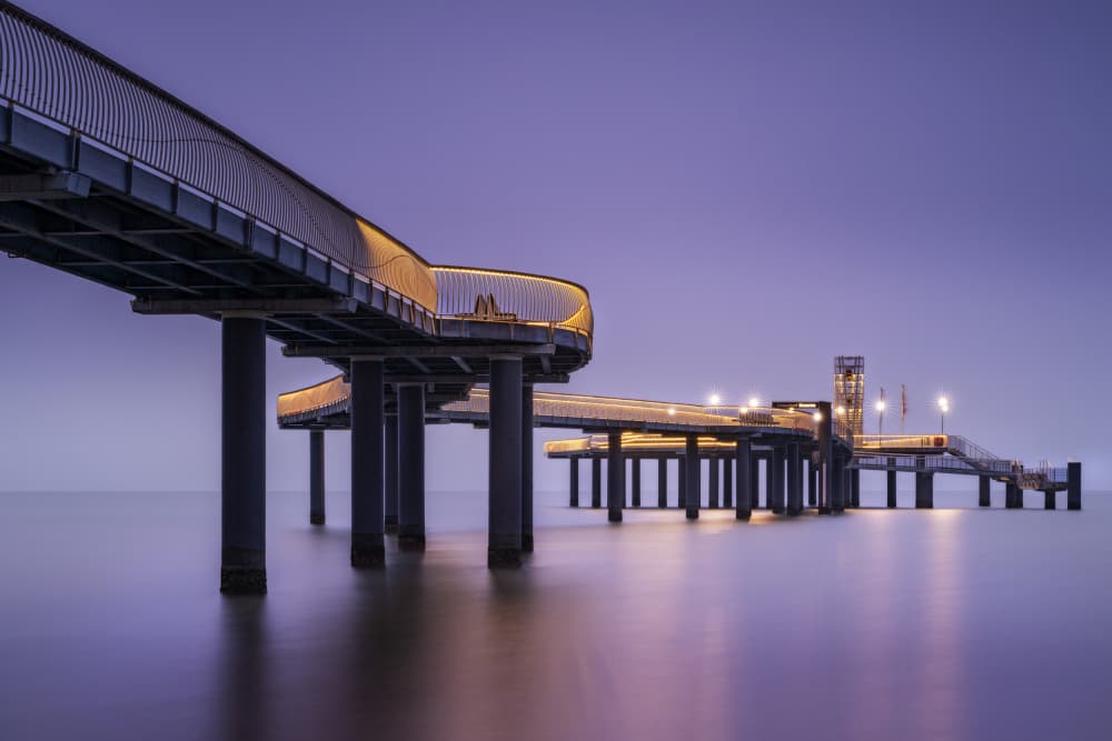 Illuminated Modern Pier by fotomarion — canvas wall art