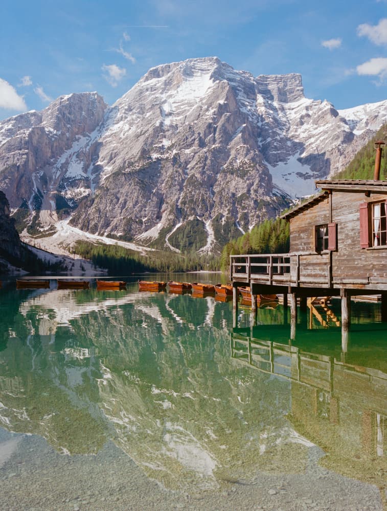 Emerald Lake Boathouse by Bethany Young — canvas wall art