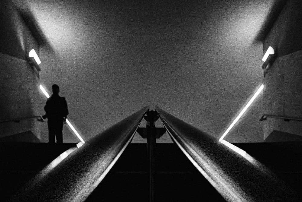 Solitary Figure Subway Stairs by Paulo Abrantes — canvas wall art