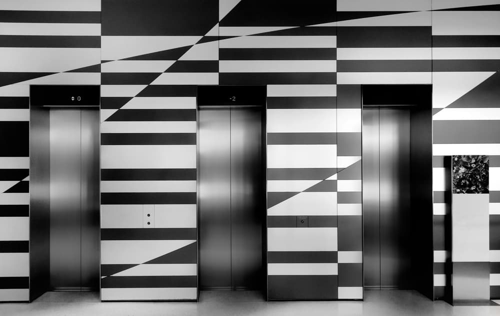 Monochrome Geometric Elevators by Hans-Wolfgang Hawerkamp — canvas wall art