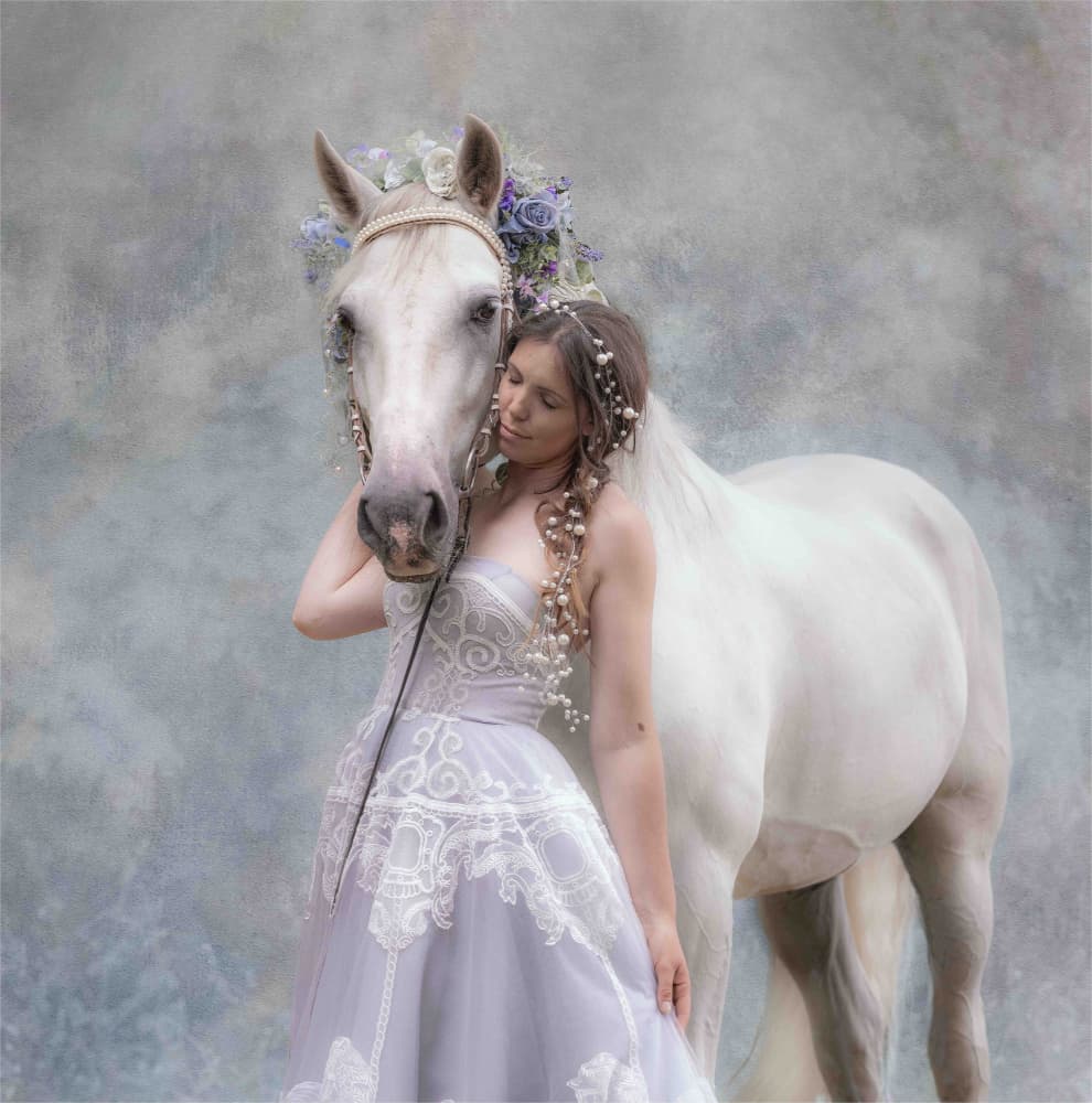 Ethereal Horse Embrace by Derwood — canvas wall art
