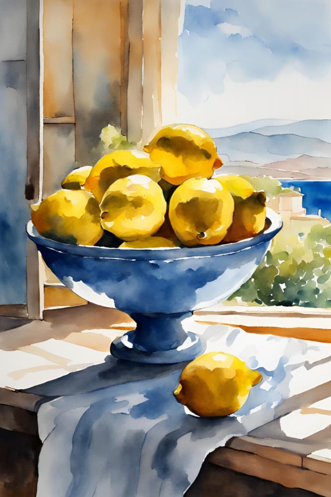 Lemons By The Sea by Ohkimiko — canvas wall art