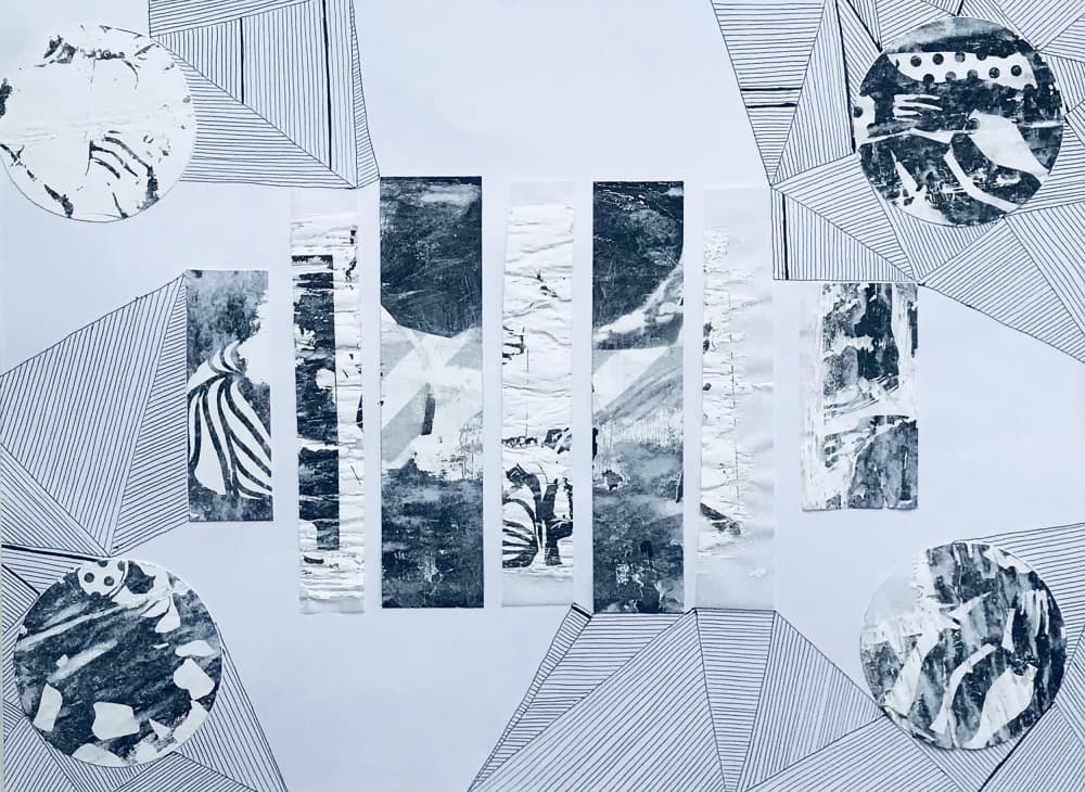 Fragmented Monochrome Geometry by kellymariesmith — canvas wall art