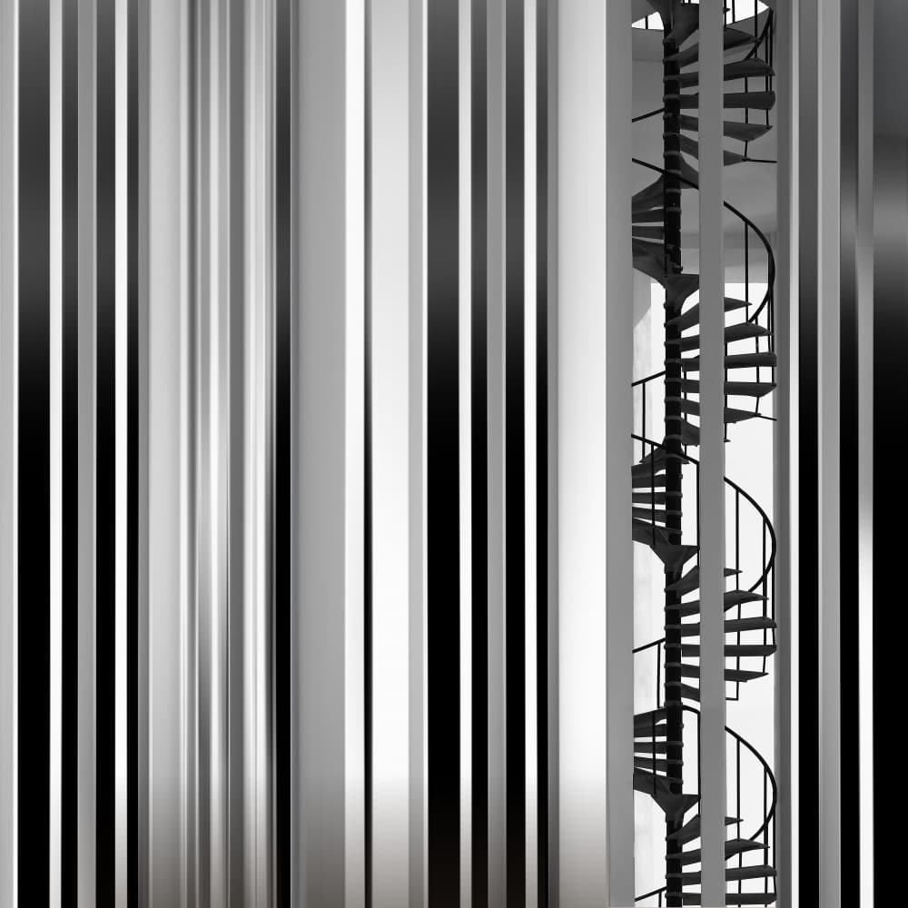 Striped Spiral Staircase by Hans-Wolfgang Hawerkamp — canvas wall art