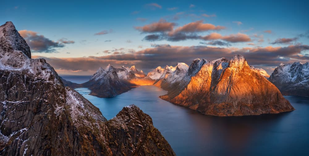 Golden Arctic Fjord by Luigi Ruoppolo — canvas wall art