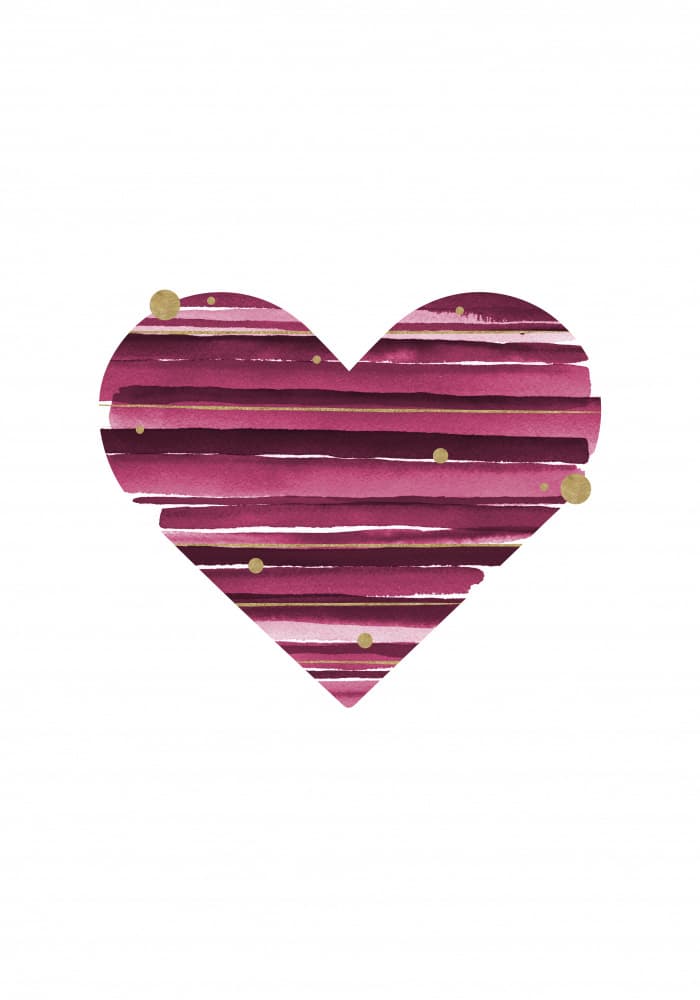 Golden Striped Heart by Fabiana Silveira — canvas wall art