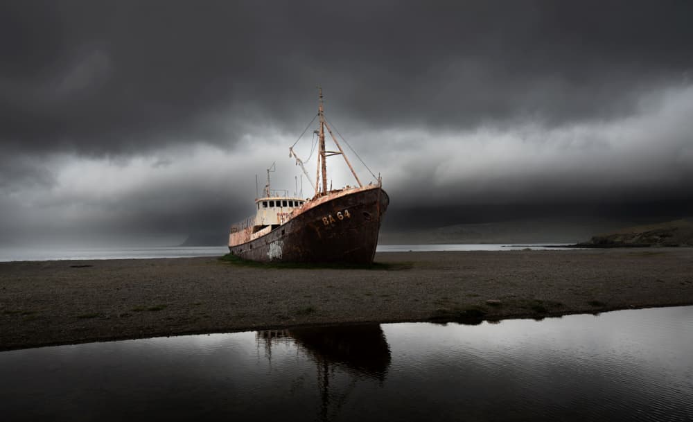 Abandoned Shipwreck Reflection by Erik Engström — canvas wall art