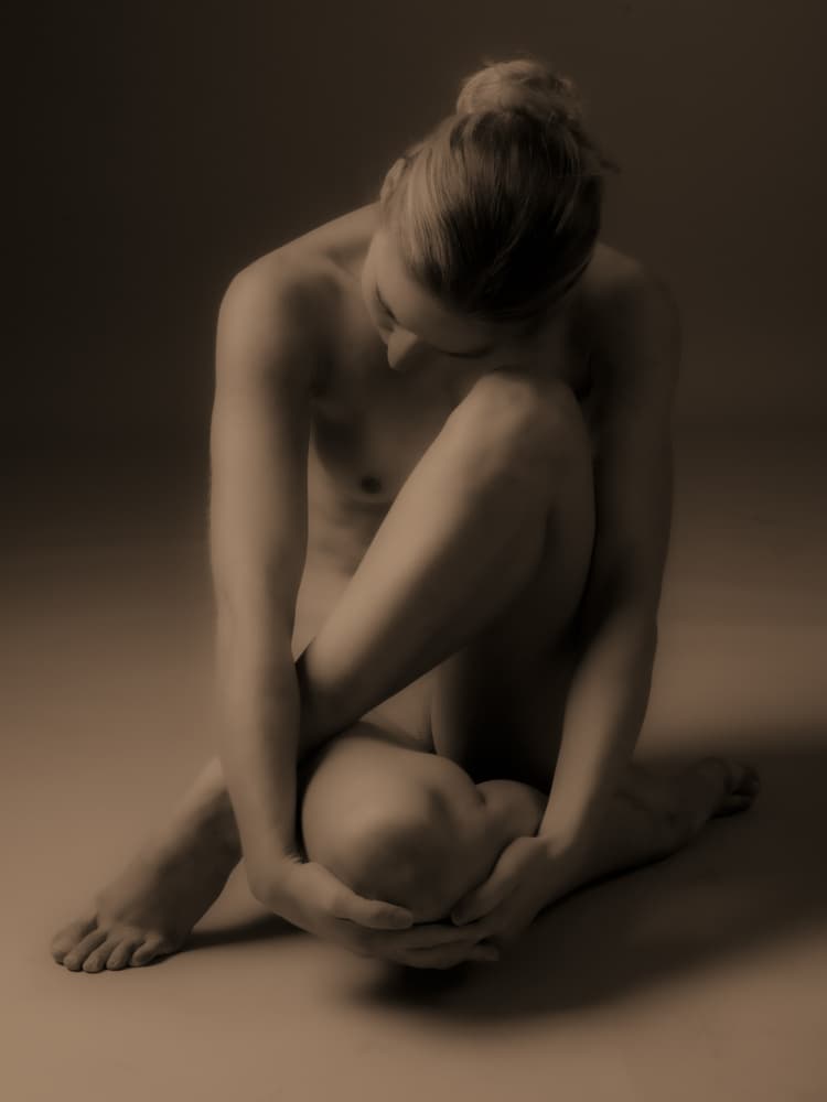 Contemplative Nude Pose by Eyal Alcalay — canvas wall art