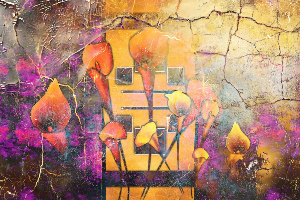 Vibrant Abstract Flowers by Rafal Kulik — canvas wall art