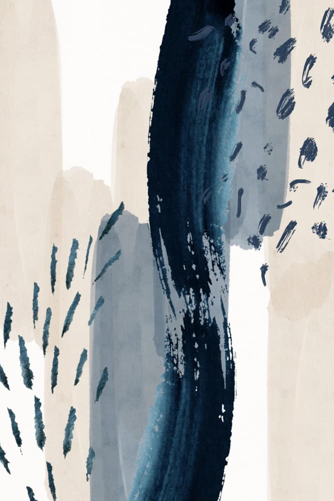 Modern Blue Brushstrokes by Sally Ann Moss — canvas wall art