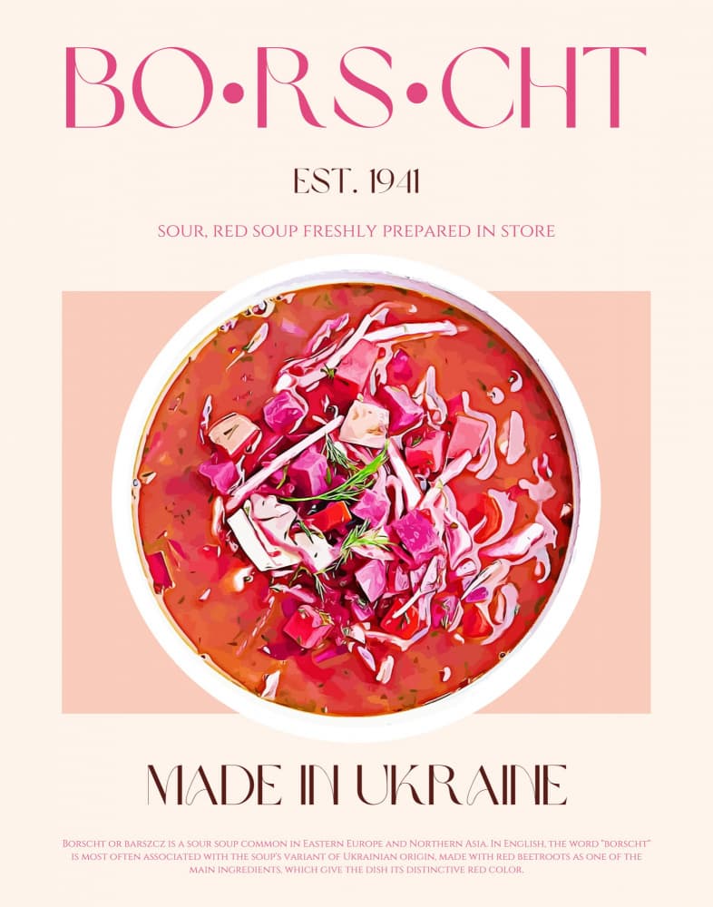 Vintage Ukrainian Borsch by Nazma Khokhar — canvas wall art