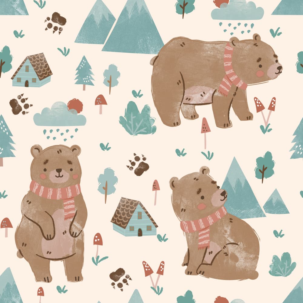 Cozy Bear Woodland by Weronika Gross — canvas wall art